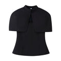 Women's Fashion Casual Shawl-Style Waist-Cinching Top Solid Color For Woman Elegant Cape Sleeve Top For Women White Black 81FF