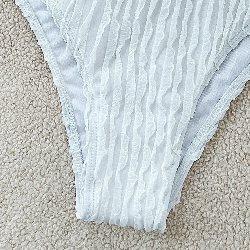 Wrinkled Halter Bikini Women Swimwear Female Swimsuit Two-pieces Bikini Set Brazilian Bather High Cut Bathing Suit Swim Lady
