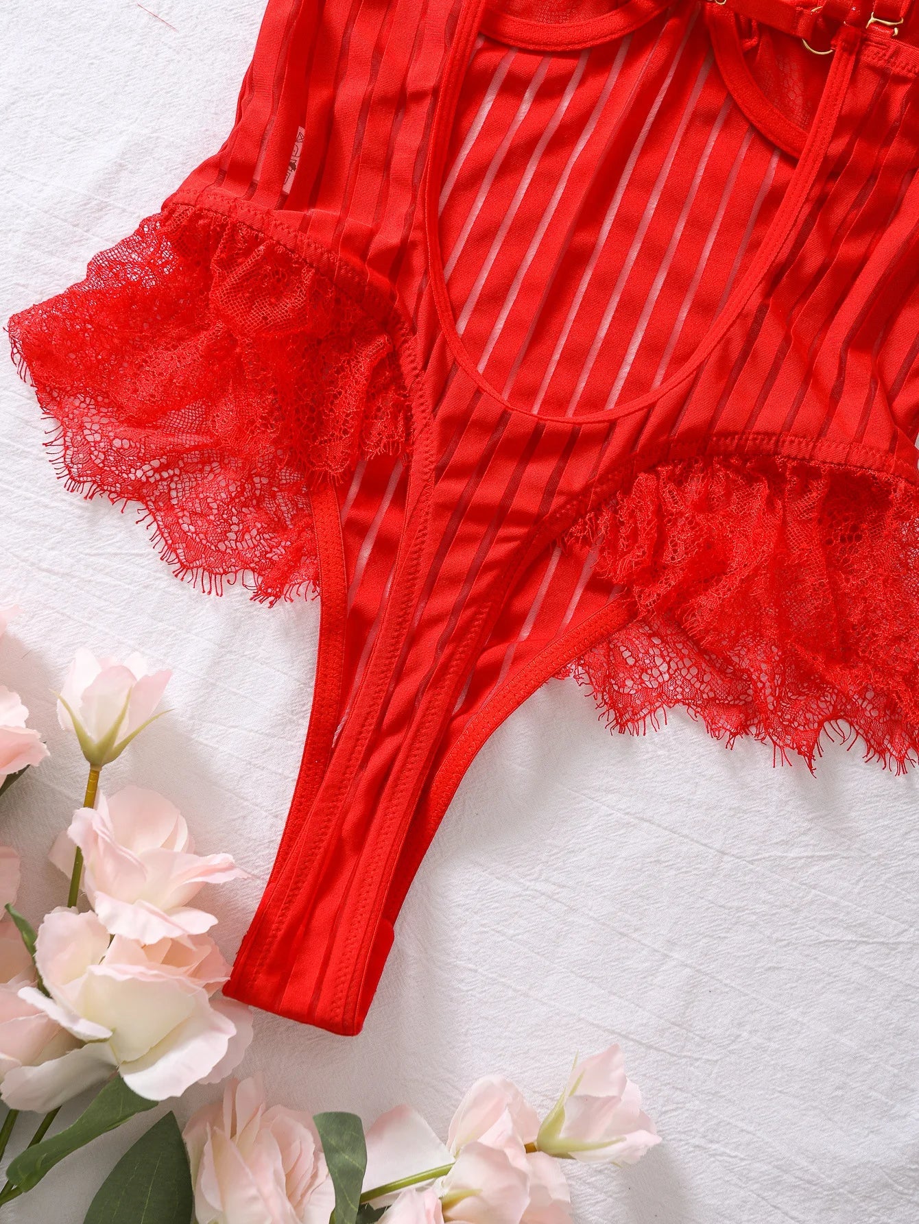 Fashionable New Sexy Lace Spliced Flower Embroidery Mesh Backless Deep V Suspenders Sleeveless Bodysuits Charming Casual H2F1