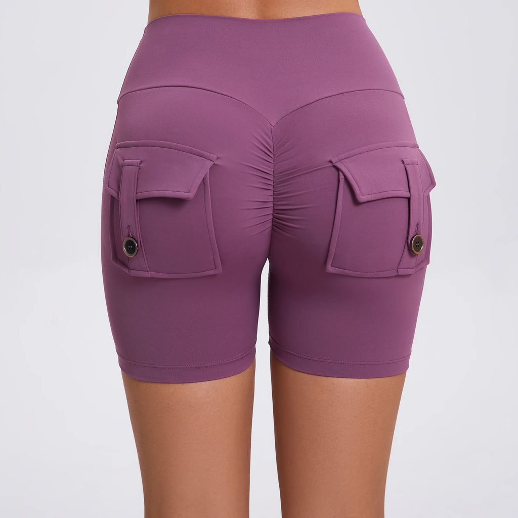 Peach Butt Fitness Shorts Women's Exercise Three-Quarter Pants Cargo Air Dry Pocket Yoga Tight Lift Summer