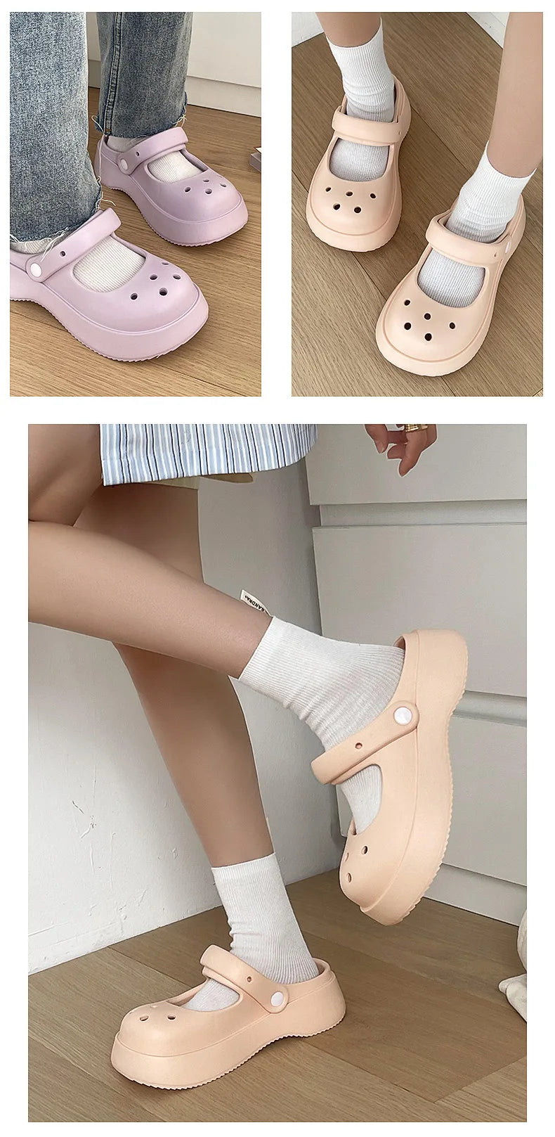 Fashion Mary Jane Garden Shoes Woman Platform Slippers Cute DIY Thick Sole Girls Summer Indoor Beach Slides Ladies Footwear