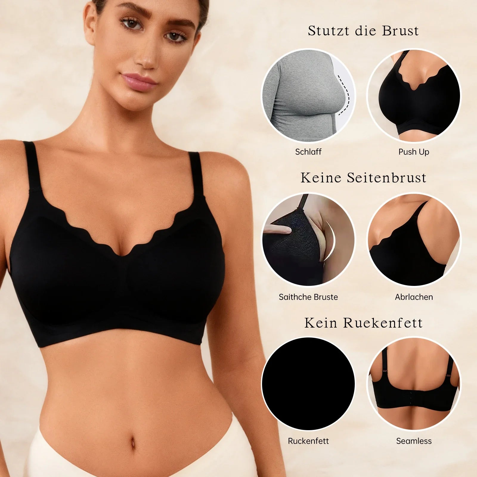Women's Push-Up Seamless Wireless Bralette - Sexy Everyday Comfort Lingerie, Seamless U-Back Desig Yoga Fitness Dance Bra