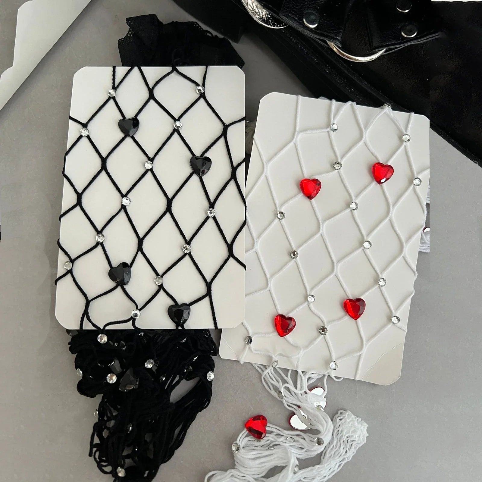 Women Heart Rhinestone Fishnet Tights Sweet Sheer Pantyhose Elastic Slim Fit Stocking Tights