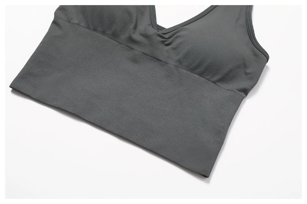 Women Summer Sports Bra Seamless Halter Top High Support Push-up Open Back Gym Bra High-intensity Fitness Yoga Workout Underwear