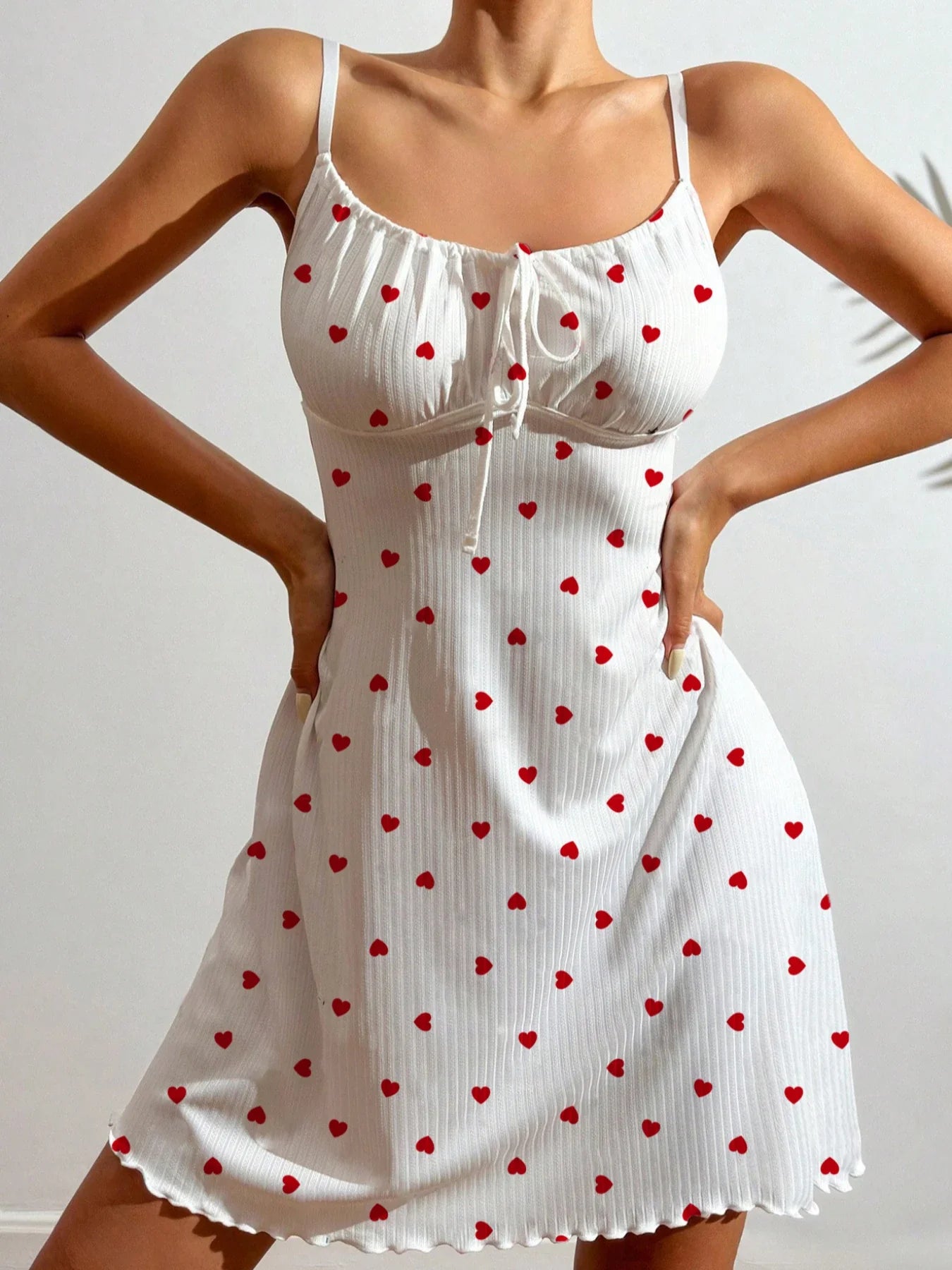 Women's Sexy Nightdress Night Gown Heart Printed Halter Neck Pajamas Mini Dress Casual Sleepshirts Nightdress Sleepwear