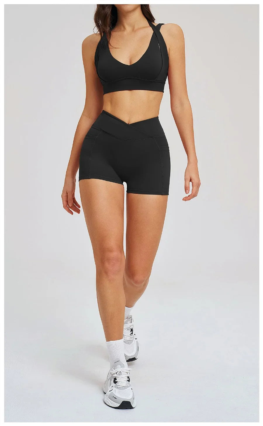 Women' Sports High Waist Shorts Set Fitness Cycling Elastic Sports Pants Yoga Bra Set Gym Sportswear Workout Set Athletic