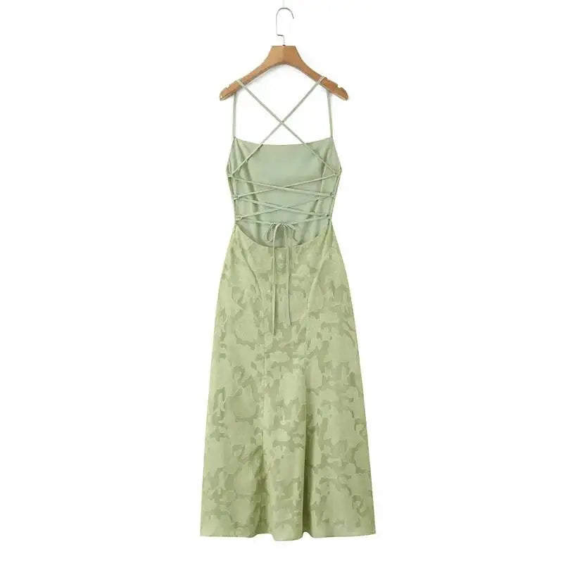New Style Sexy Slim-fit High-waisted Dress With Back Straps Jacquard Over-the-knee Long Dress For Women Pure Desire Dress AWPU