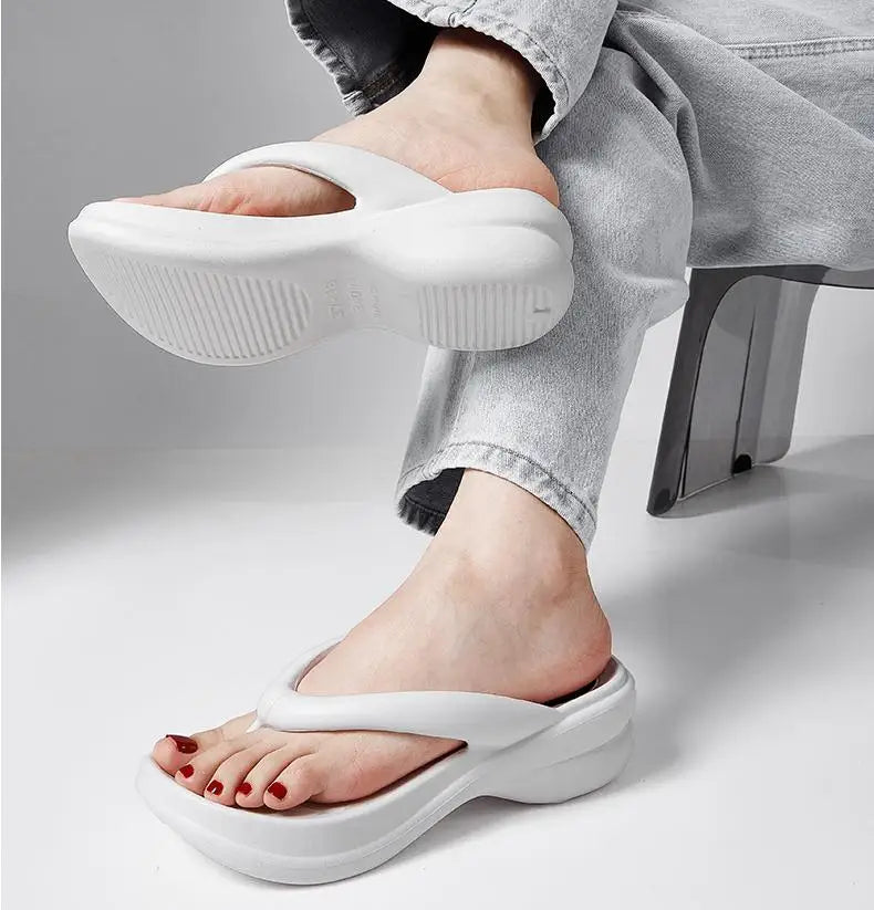 Thick Sole Wedges Flip Flops For Women 2025 Summer Clip  Platform Sandals Woman Non-slip Beach Slippers Girls Outdoor Slides