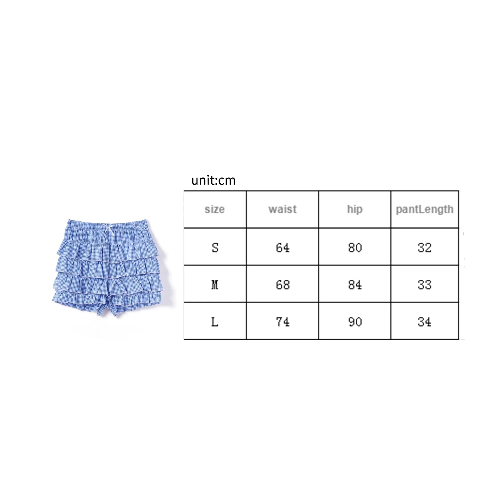 Women’s Layered Ruffle Bloomer Shorts Elastic Waist Little Bow Front Plaid Print Shorts Summer Bottoms