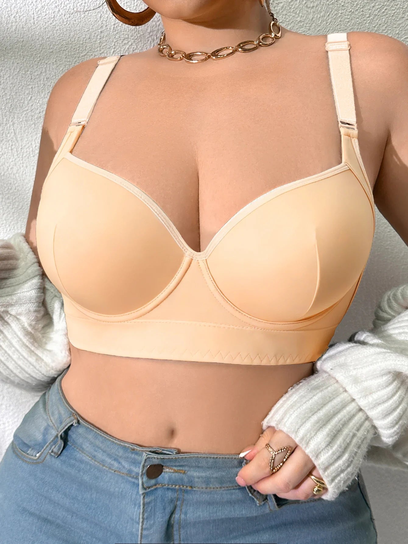 Large Size Women's Bra Thin Cup Push Up Bra Side-Breast-Enhancing Comfort Underwire Lingerie Adjustable Wide Straps Underwear