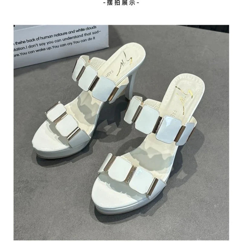 New Summer Pointed Toe Sexy Comfortable Banquet High Heels Fashionable Shallow Mouth/simple/elegant Outside Women's Slippers