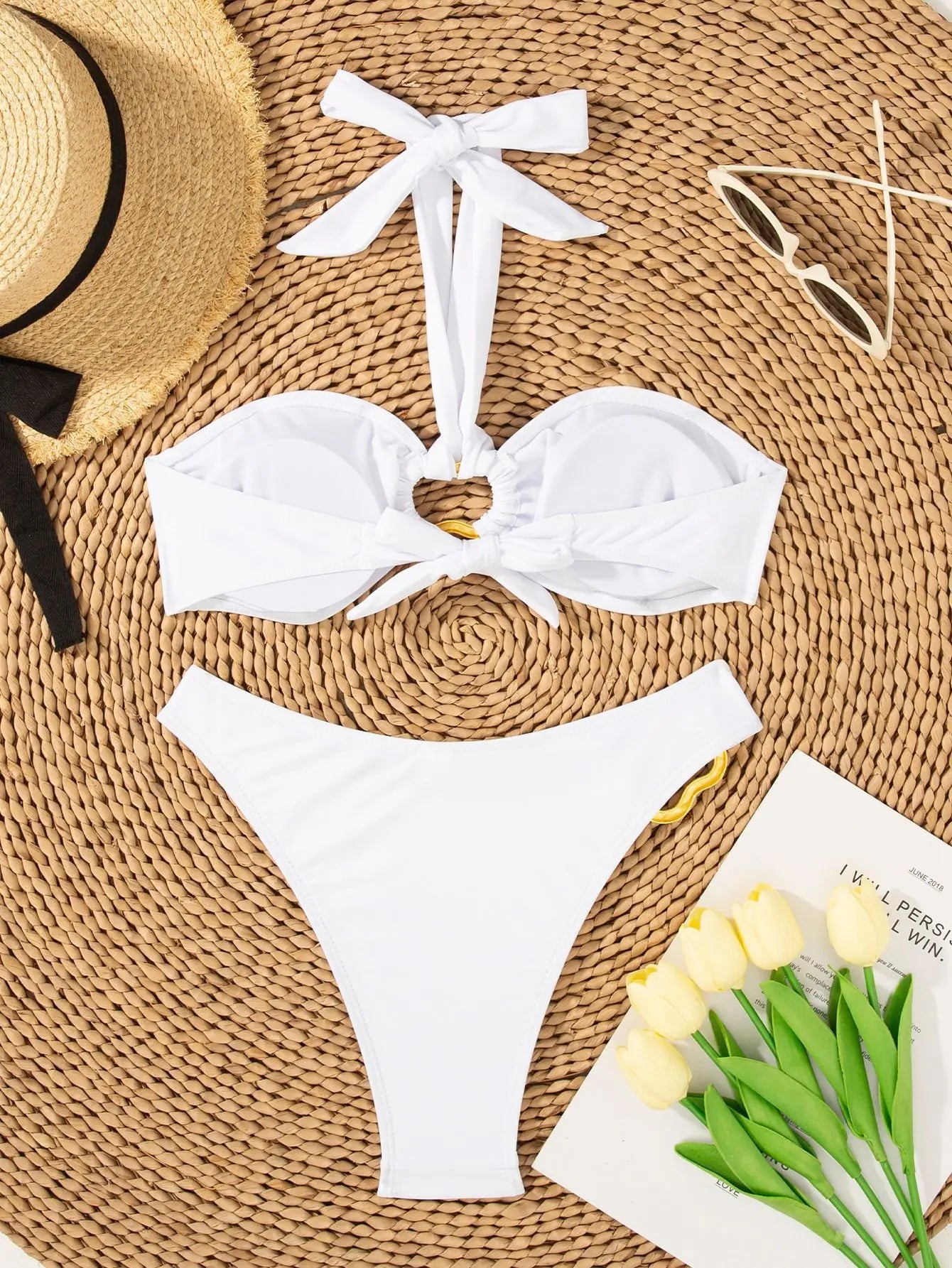 Ring Link Bikini 2026 Women Halter Swimsuit Solid Sexy Beadeau Swimwear Female Bathers Bathing Swimming Swim Suit Beachwear