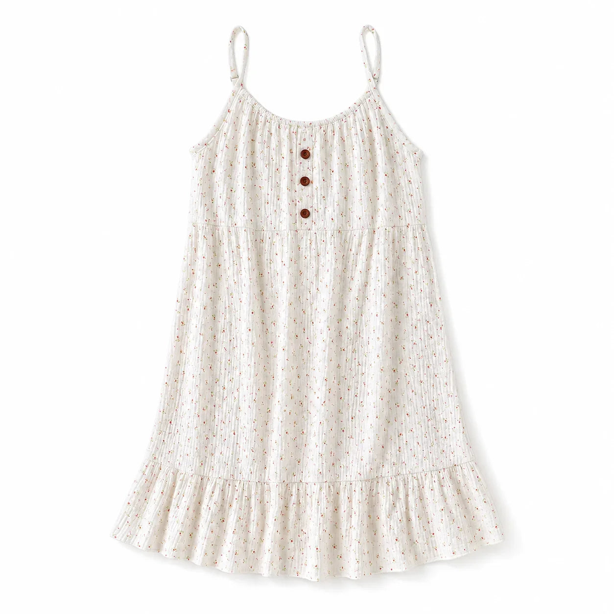Women's 100% Cotton Crepe Gauze Nightgown Floral Sleeveless Spaghetti Strap Knee-Length Summer Home Sleep Dress M-XL
