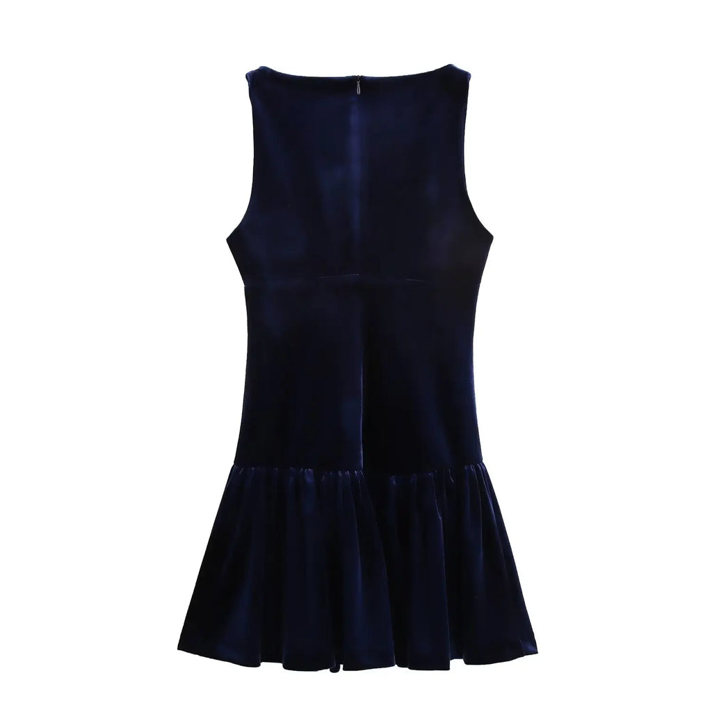 Foridol Bowknot Pleated Tank Short Dress for Women Sleeveless Casual Party Short Dress Female Casual Autumn Winter Dress