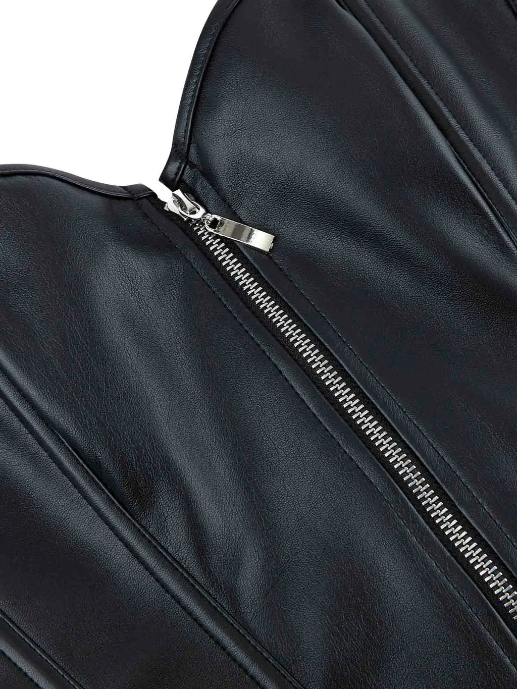 Zipper bone dress sexy chest support abdomen corset European and American court body shaping PU smooth tight bodice