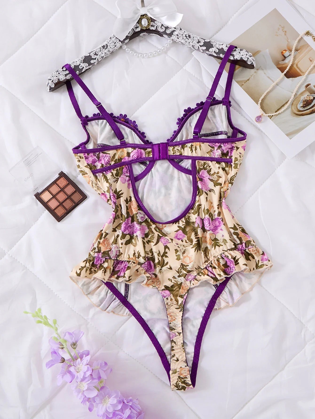 Comfortable Fitted Multicolor Floral Print Onesie - Soft Skin-Touch Design for All-Day Wear
