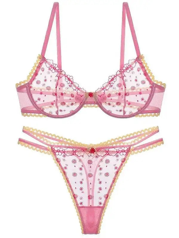 Sexy Ultra-Thin Transparent Flower Embroidered Lace Bra Large Bust Minimizer Anti-Sagging French Bikini Beach Holiday Style BXZL
