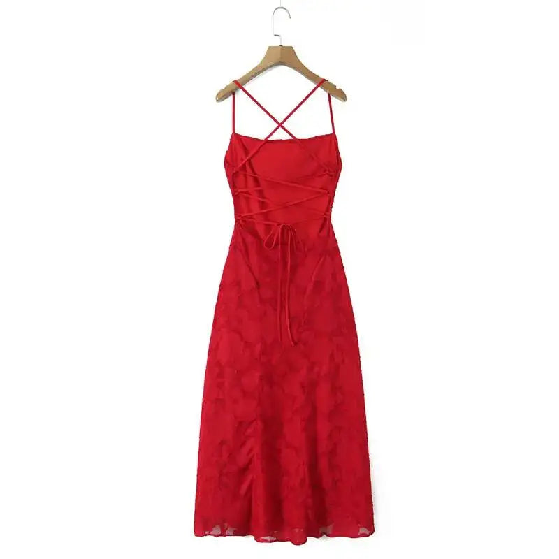 New Style Sexy Slim-fit High-waisted Dress With Back Straps Jacquard Over-the-knee Long Dress For Women Pure Desire Dress AWPU