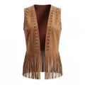 Women's Gilet Jacket Sleeveless Open Front Western Style Tassel Vest Vintage Fashion Tank Top Summer Gothic
