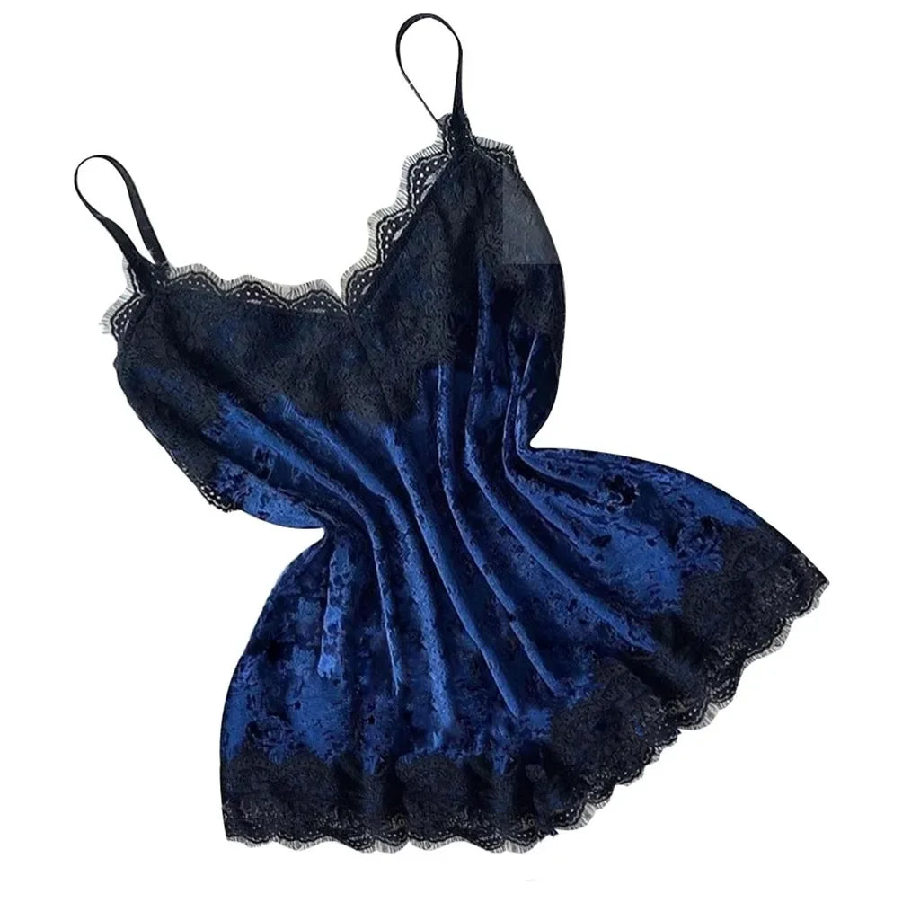 Summer Velvet Pyjamas Set for Women Sleepwear Sleeveless Straps Nightwear Lace Trim Cami Top and Shorts Sets Sexy Lingerie