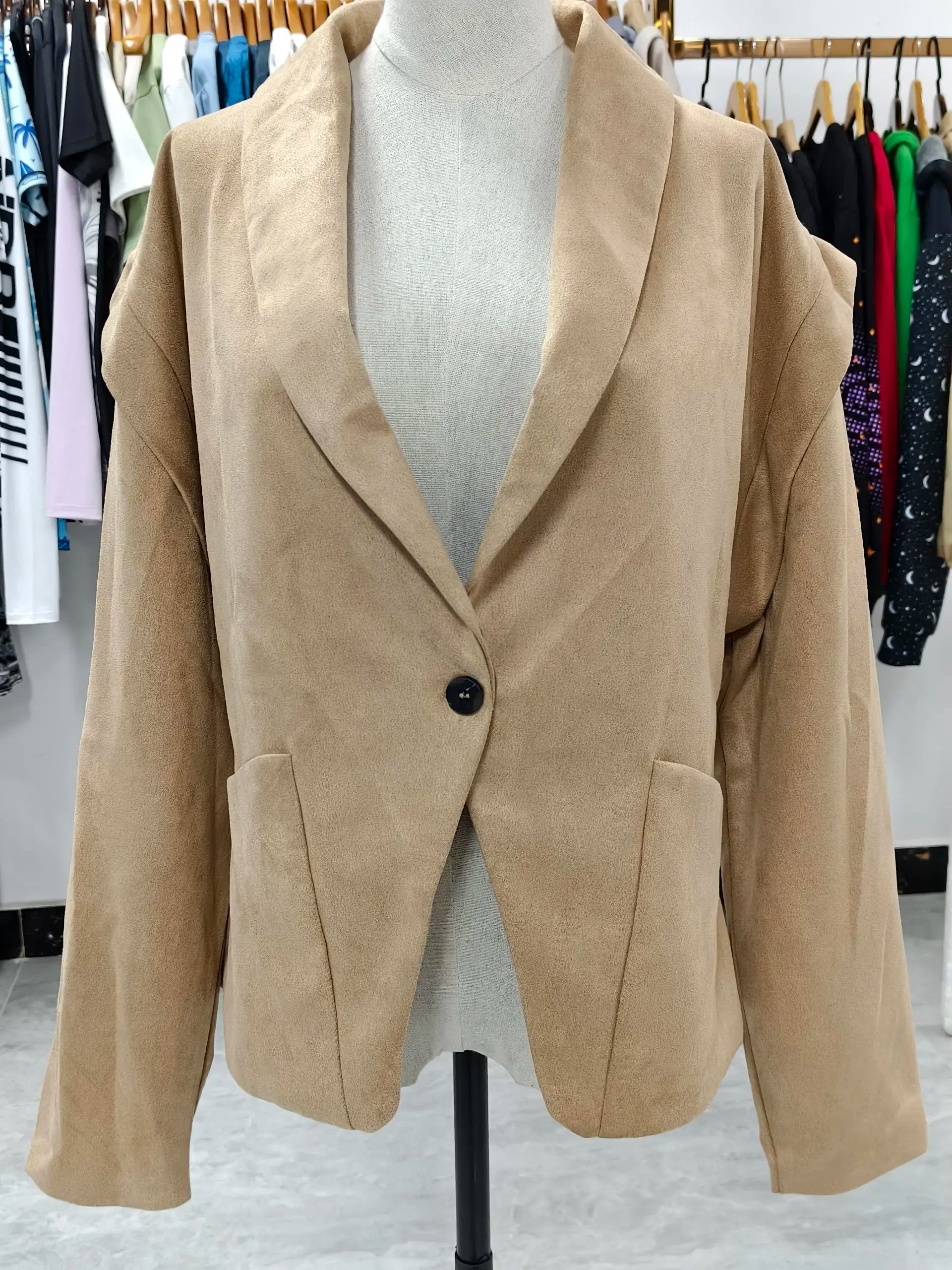 Phantasy Single Breasted Buckle Casual Suede Jacket Street Fashion Waist with Buttons Coat Casual Style Vintage Clothing 2025