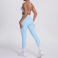 Women's Seamless Yoga Set Cross Back Sports Bra & High Waist Booty Lifting Yoga Leggings Gym Running Fitness Workout Outfit