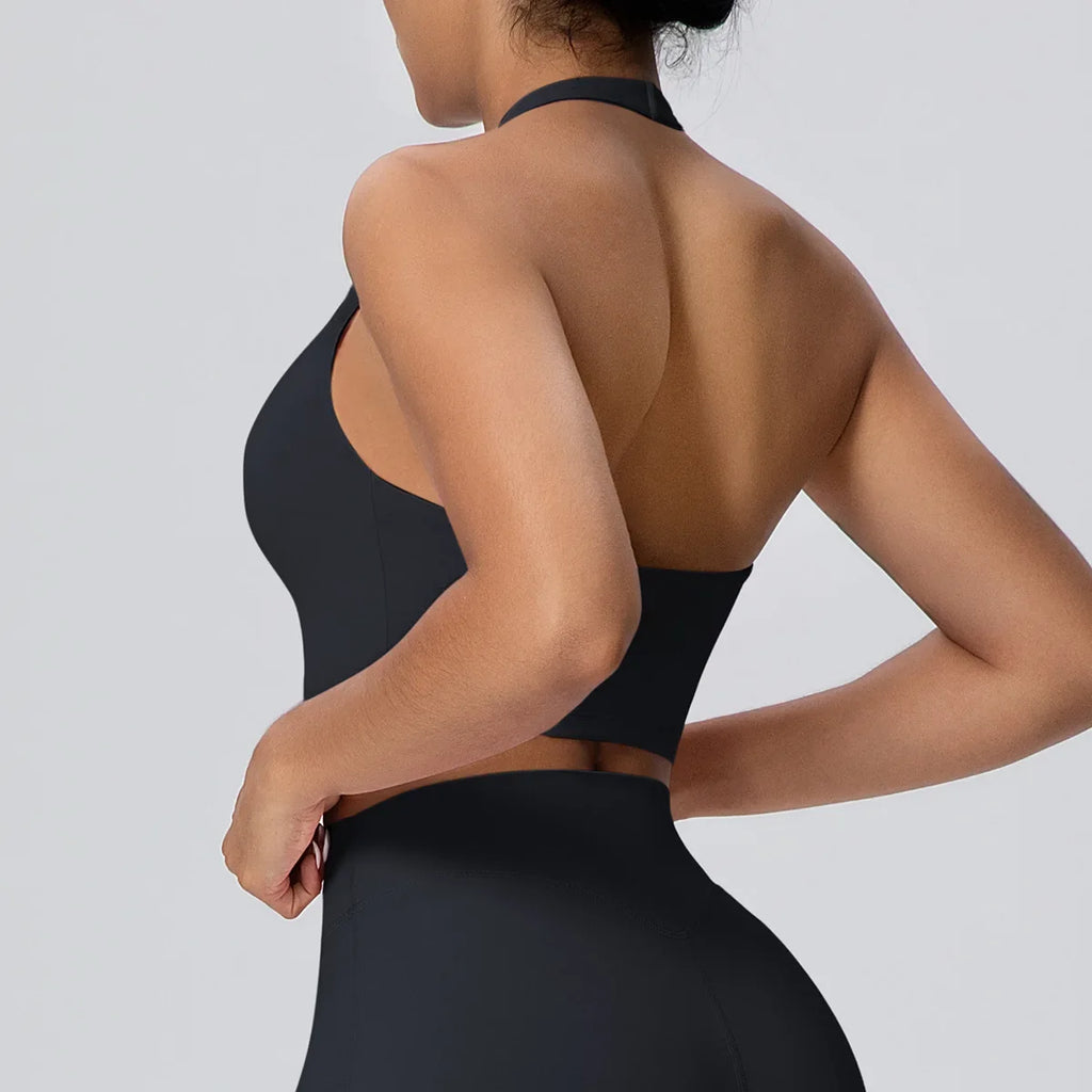 Sexy Gym Women's Sports Bra Breathable Hanging Neck Backless Sports Bra Women's Comfortable Exercise Pilates Training Yoga Top