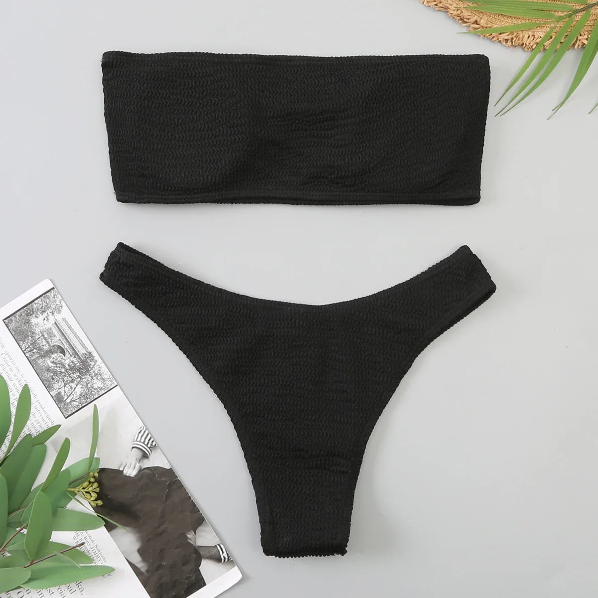 Velvet Bikinis 2025 Women Brazilian Bandeau Swimsuit Solid Sexy Swimwear Female Beachwear Bathers Bathing Swimming Swim Suit