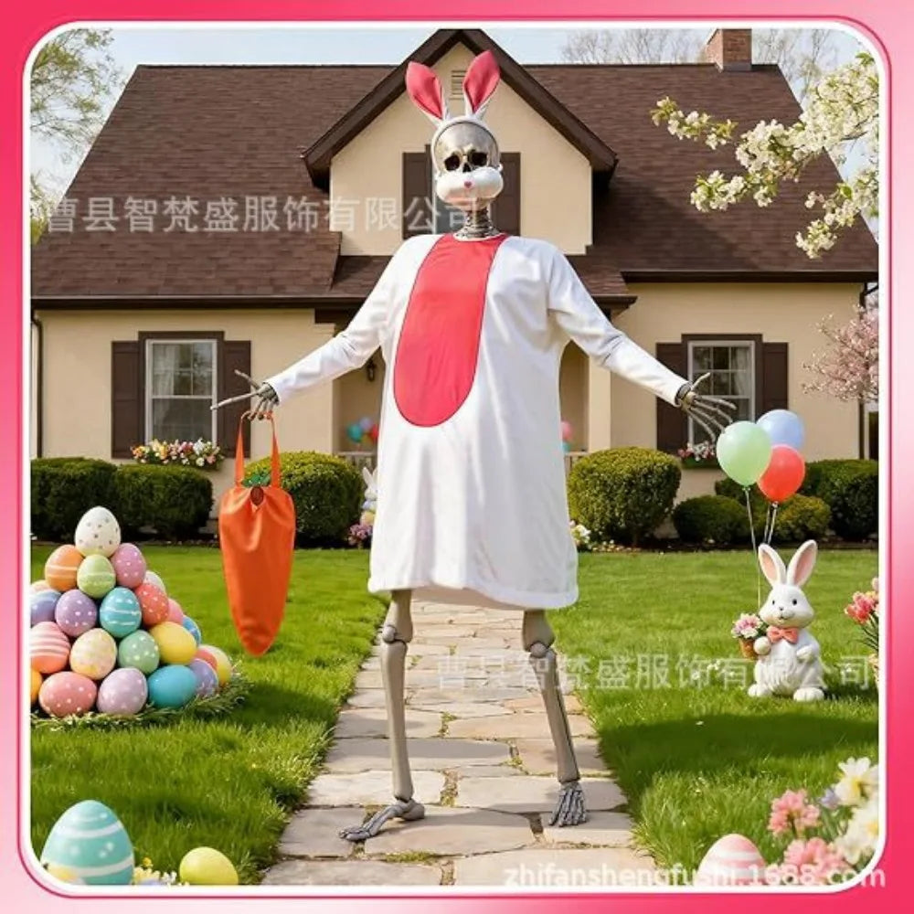 Easter Bunny Costume Women Rabbit Cosplay Outfit Skeleton Bunny Dress Halloween Party Stage Performance Dance Show Costume