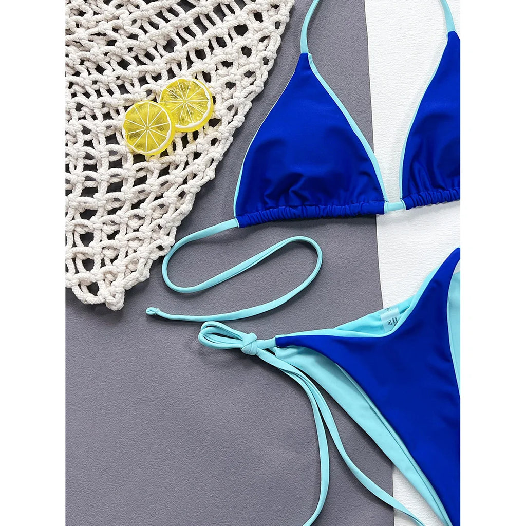 Sexy Leopard Printed Halter Brazilian Bikini Women Swimwear Female Swimsuit Two-Piece Bikini Set Bather Bathing Suit Swim V3681