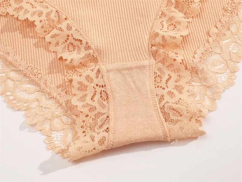 6PCS Sexy Lace Cotton Pants Women Low Waist Panties Underwear S-XL Solid Color Ladies Briefs Lingere Underware Comfortable Women