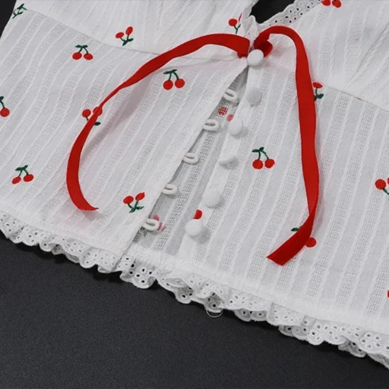 WhereMery Korean Fashion Print Halter Camis Tank Tops Summer Knitted Slim Fit Tank Top High Street Commuter Casual Women's Wear