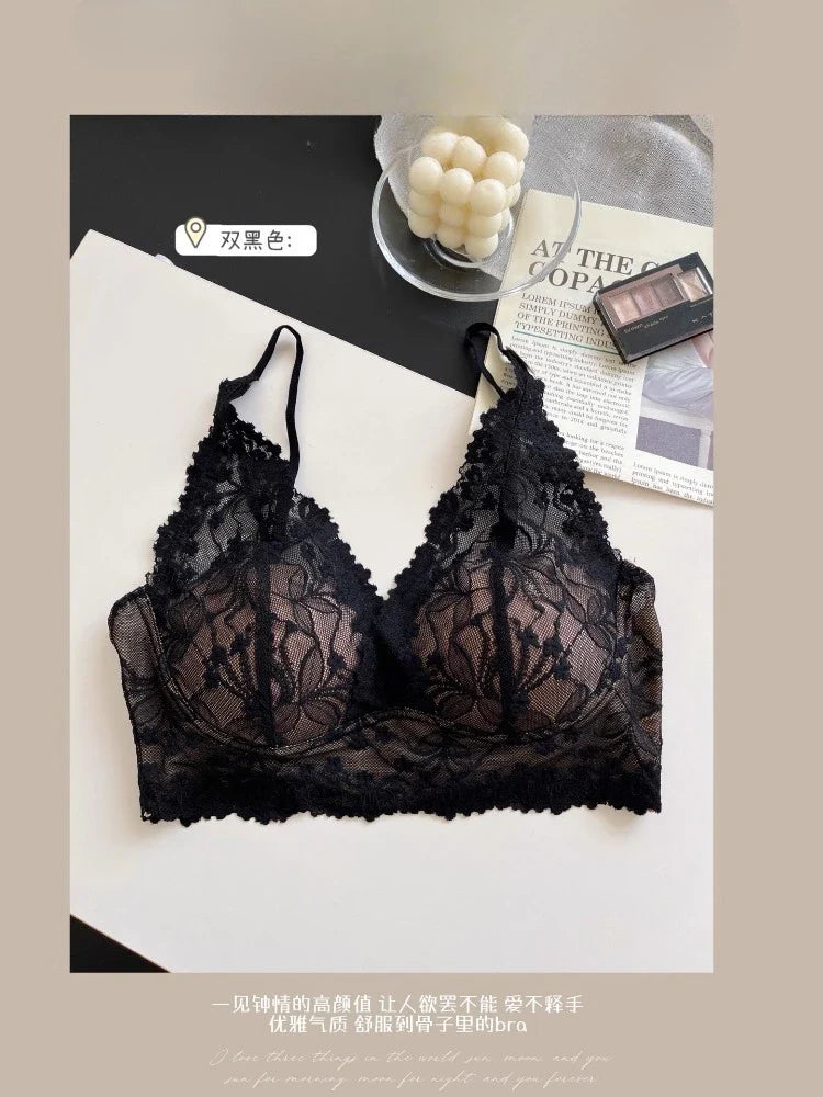 MOYISU Seamless French Bra Women Halterneck Lace Bustier One Cup Strappy Back Sexy Elegant Support CA Fast Delivery Comfort Wear
