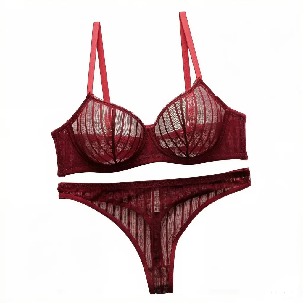 New Fashion Red lace set pretty Underwire set  Party is eye-catching lingerie Set stripe solid color Women set MR2864