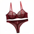 New Fashion Red lace set pretty Underwire set  Party is eye-catching lingerie Set stripe solid color Women set MR2864