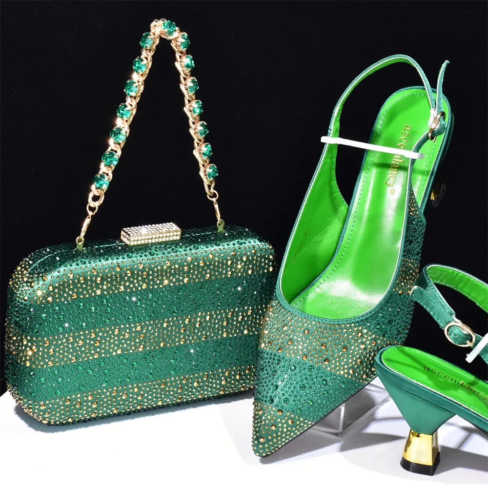 Doershow African fashion Italian Shoes And Bag Sets For Evening Party With Stones SILVER Italian Handbags Match Bags! Hb1-2