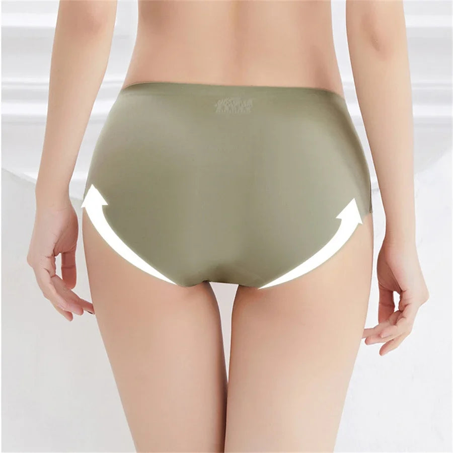 5PCS Seamless Mulberry Silk Underwear Ultral Thin Women's Panties Sexy High Elastic Invisible Briefs Soft Underpants Lingerie