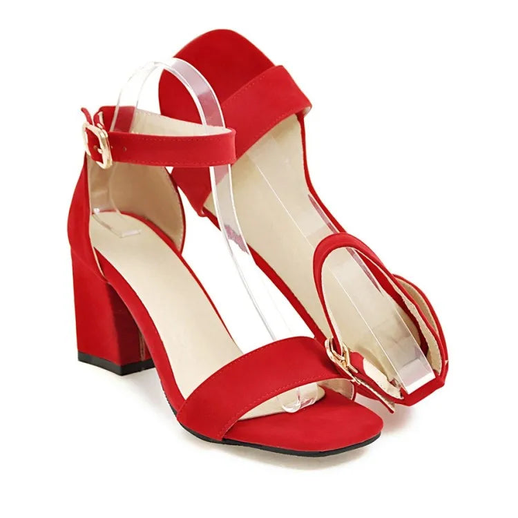 Women Sandals New Summer Fashion Sandals Medium High Heels Outdoor Elegant Wedding Shoes Bridal Plus Size Buckle Strap Sandals