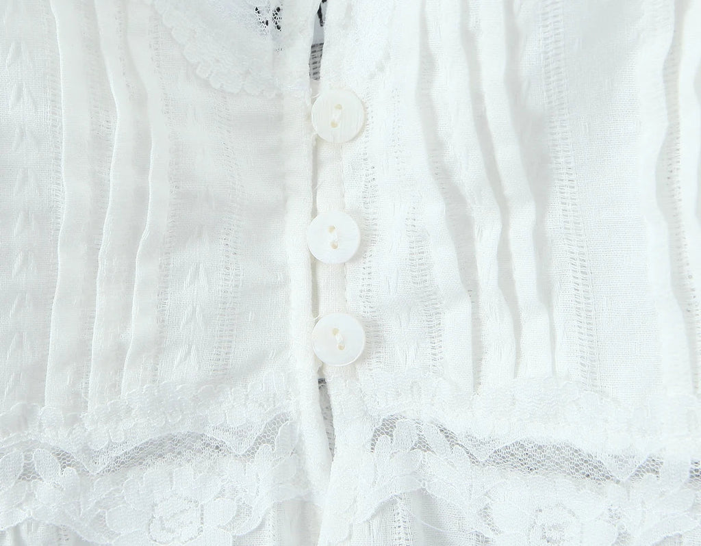 Foridol White Lace Tops for Women Summer Casual Side Tie Up Cotton Camis Top Buttons Casual Beach Vacation New Tops