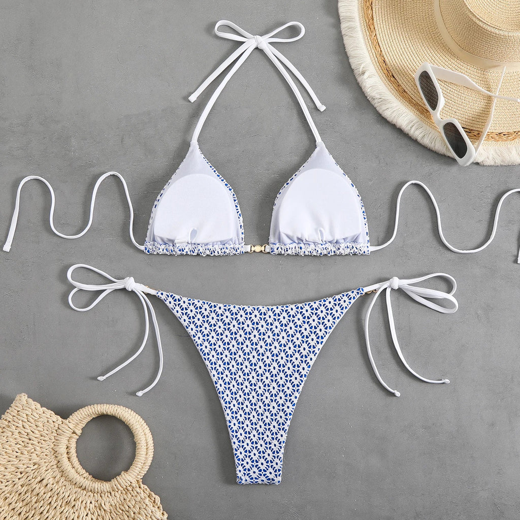 2026 Halter String Bikinis Sexy Triangle Swimsuit Women Plaid Swimwear Female Bathers Bathing Swimming Swim Suit Beachwear