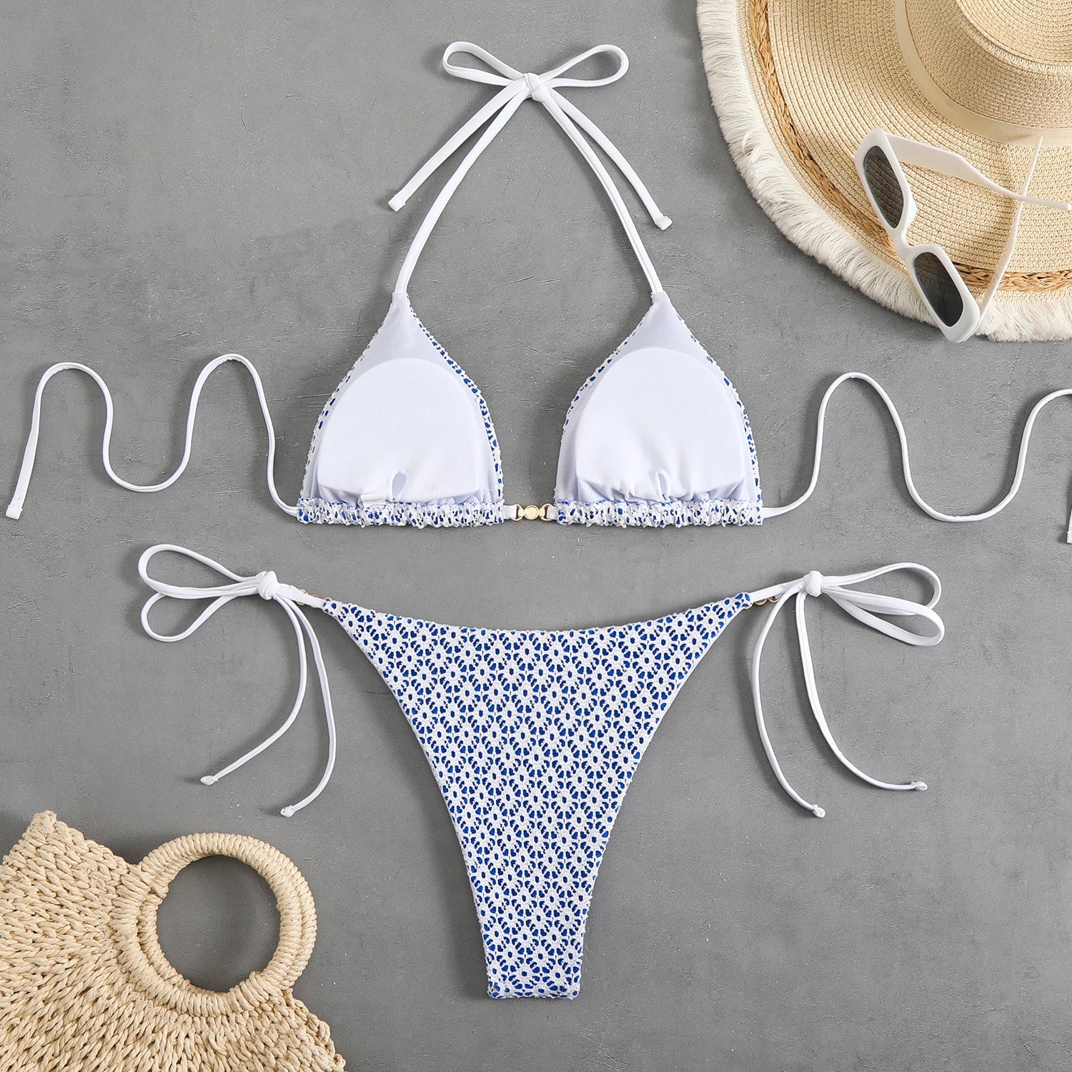 2026 Halter String Bikinis Sexy Triangle Swimsuit Women Plaid Swimwear Female Bathers Bathing Swimming Swim Suit Beachwear