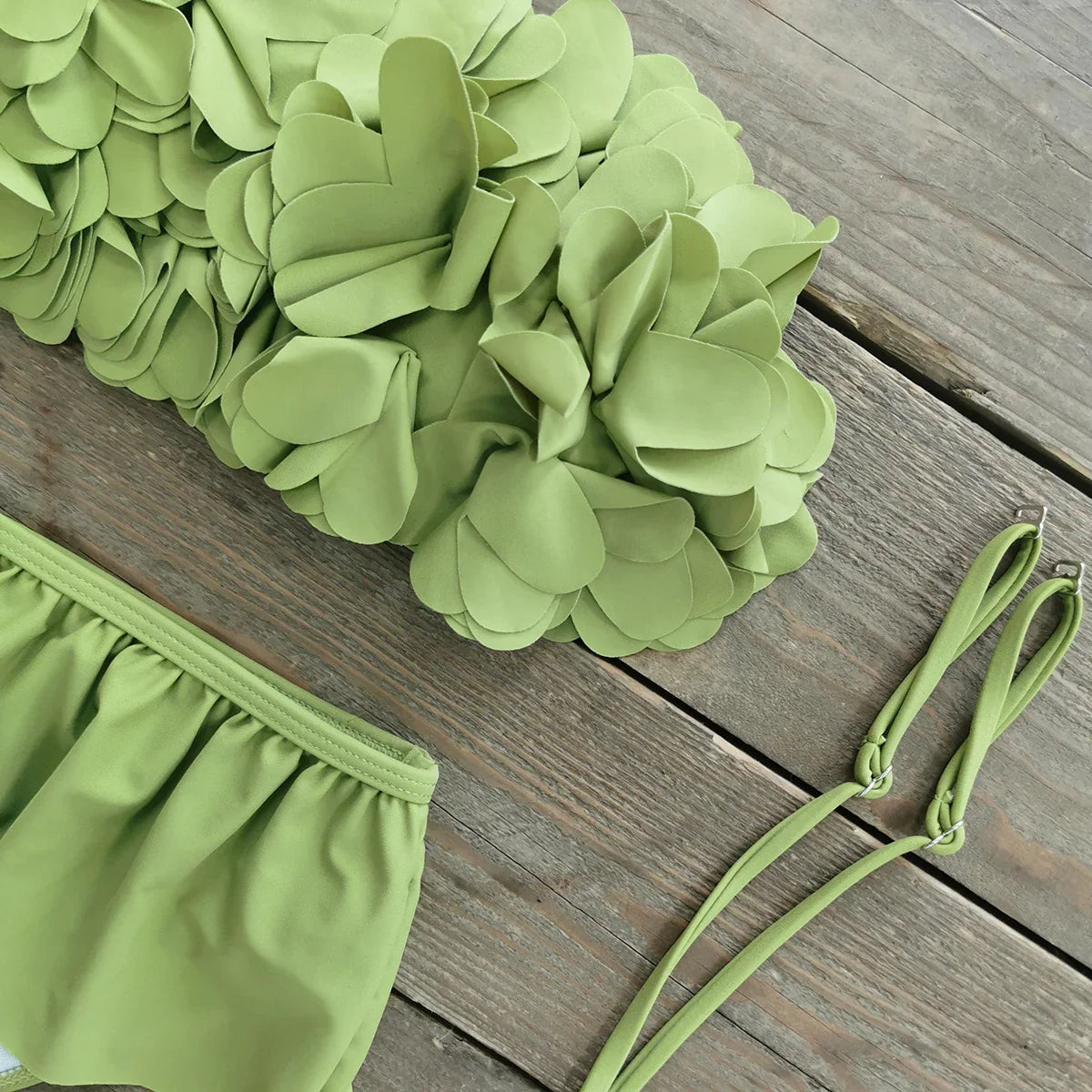 Sexy 3D Flower Bikini Set Brazilian Biquini Low Waist Swimwear Push Up SwimSuit Women Solid Swimwear Sexy Beach Wear Female
