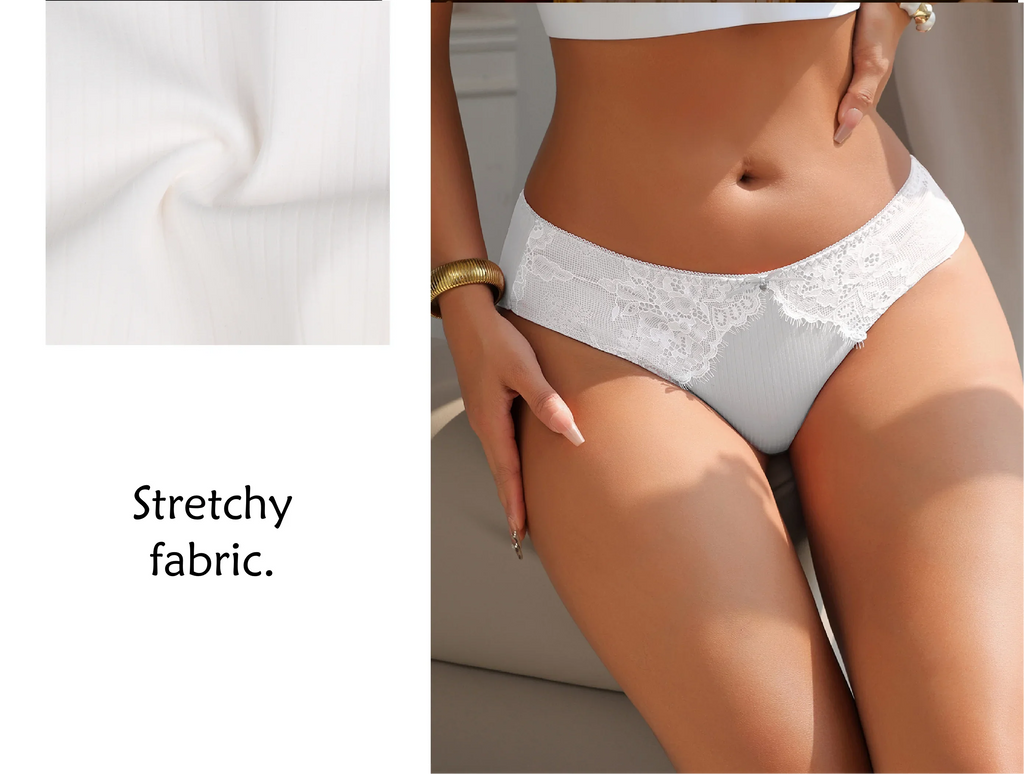 Blue Sexy Striped Lace Bow Sheer Mesh Panties for Women Push Up Cheeky Underwear Daily Lingerie Intimates Gift for Wife