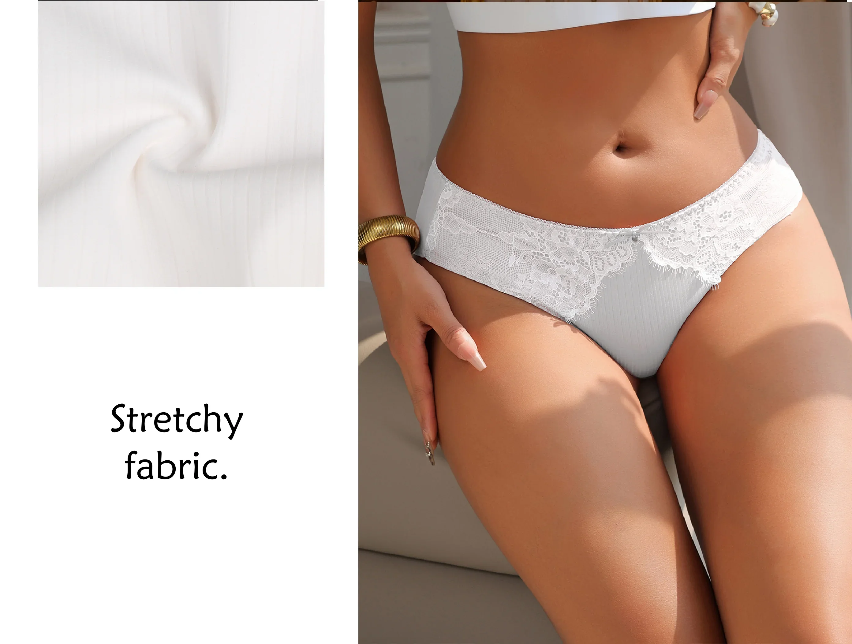 Blue Sexy Striped Lace Bow Sheer Mesh Panties for Women Push Up Cheeky Underwear Daily Lingerie Intimates Gift for Wife