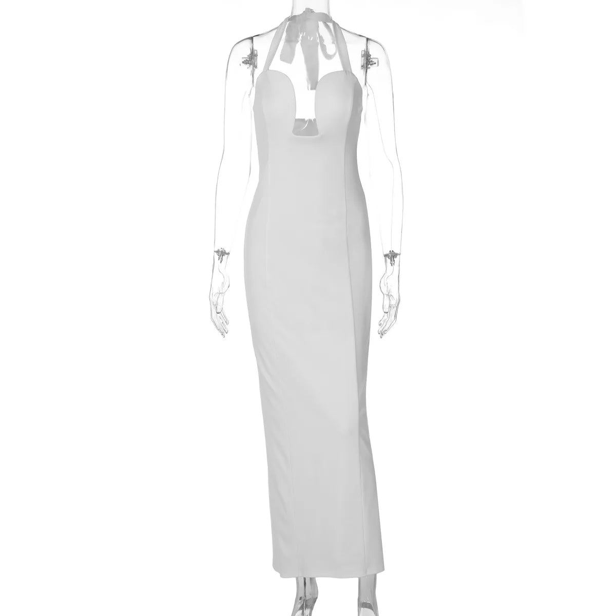 FDYOUI Elegant Chic Halter Hollow Out Bodycon Evening Dress for Women 2026 Summer Backless Sleeveless Long Wedding Party Dresses