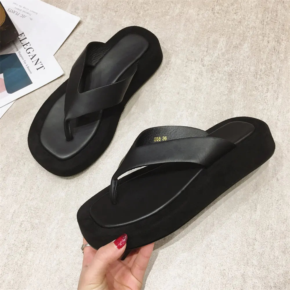 2025 Women's Flat Flip Flops Sandals Black White Summer Shoes Casual Outdoor Wear Beach Vacation Slides