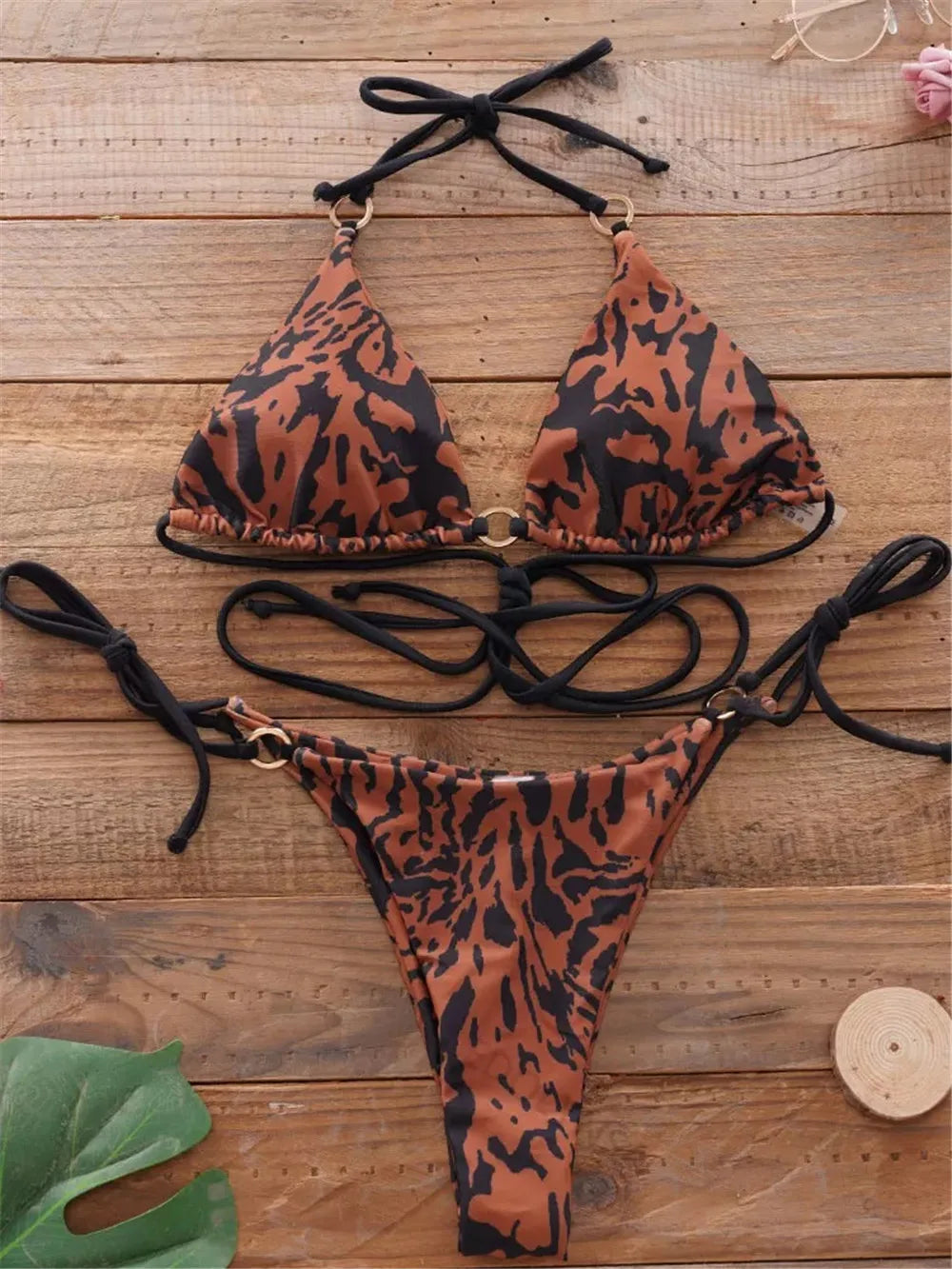 Sexy Brazilian Thong Bikini Mujer Swimwear Women 2023 Bandage Leopard Swimsuit Micro Bikini Set Summer Beachwear Swim Suit