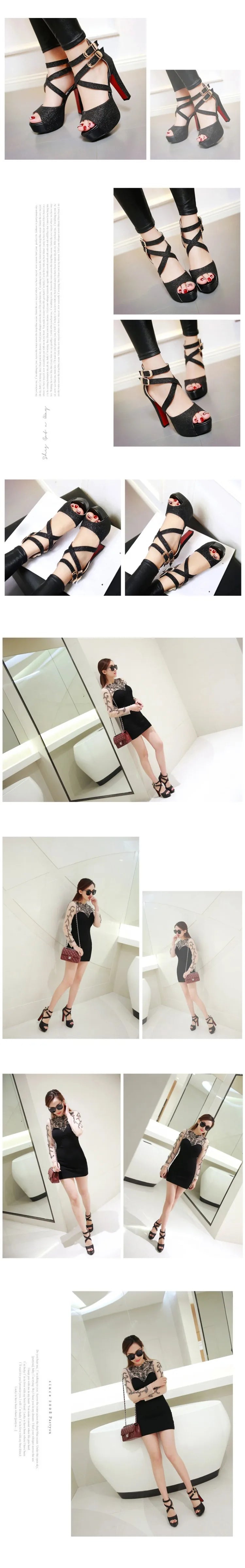 Women's Sandals Summer New Style Fashion Fish Mouth Open Toe Buckle Thick Heel High Heel Women's Shoes Plus Size 33-43 High 11cm