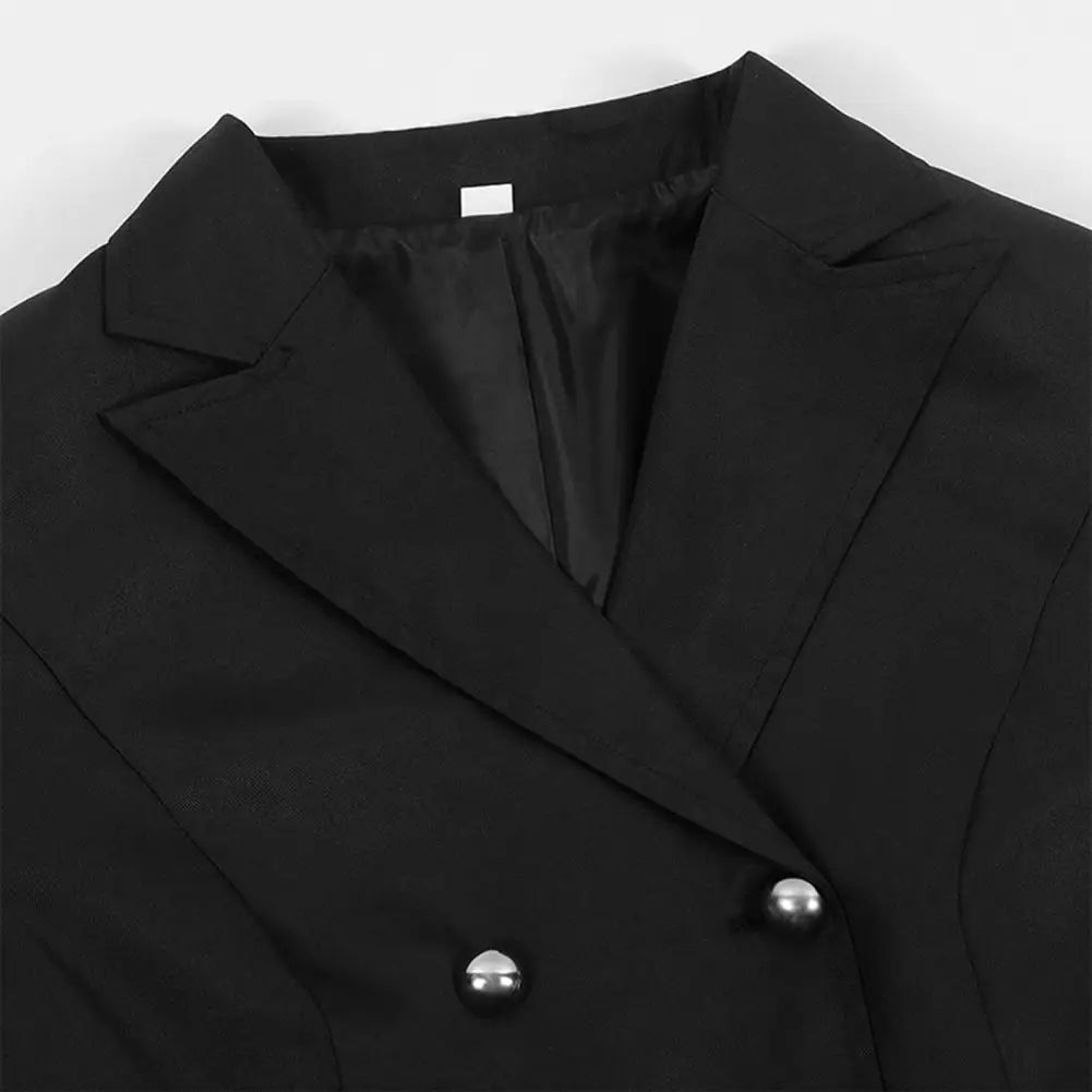Women Double Breasted Victorian Steampunk Blazer Coat Gothic Tuxedo Tailcoat Jacket with Lace Hem Halloween Uniform Costume