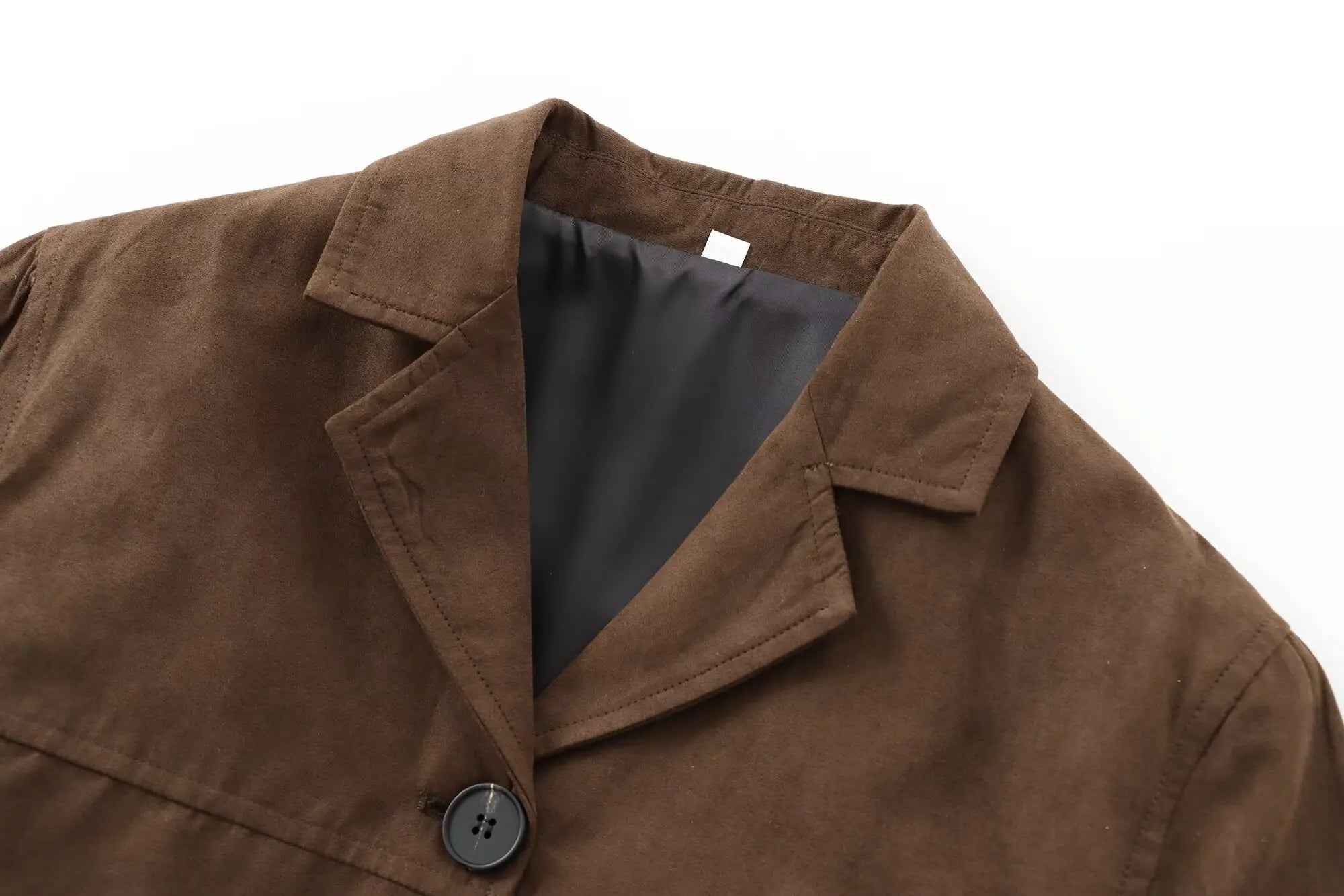 Foridol Buttons Brown Suede Jacket Autumn for Women Pockets Casual Turn Down Collar Short Jacket Femme Veste Chic New Coat